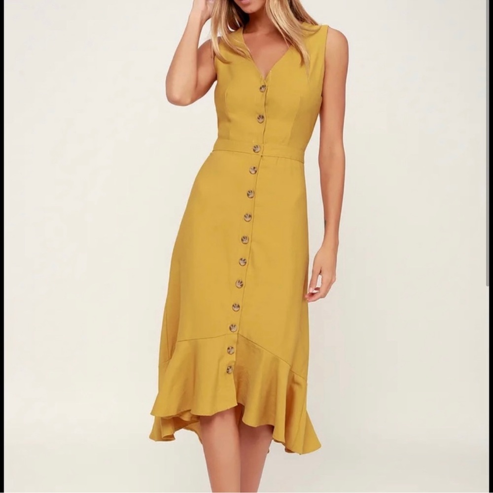 NWT lulus mustard midi dress